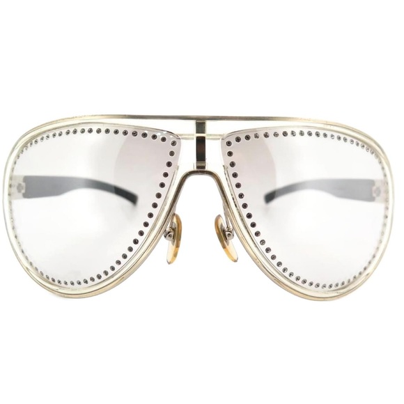 GUCCI NEW AUTHENTIC 1566 S/STRASS SWAROVSKI CRYSTAL AVIATOR SUNGLASSES (GREY MS) - Picture 3 of 17